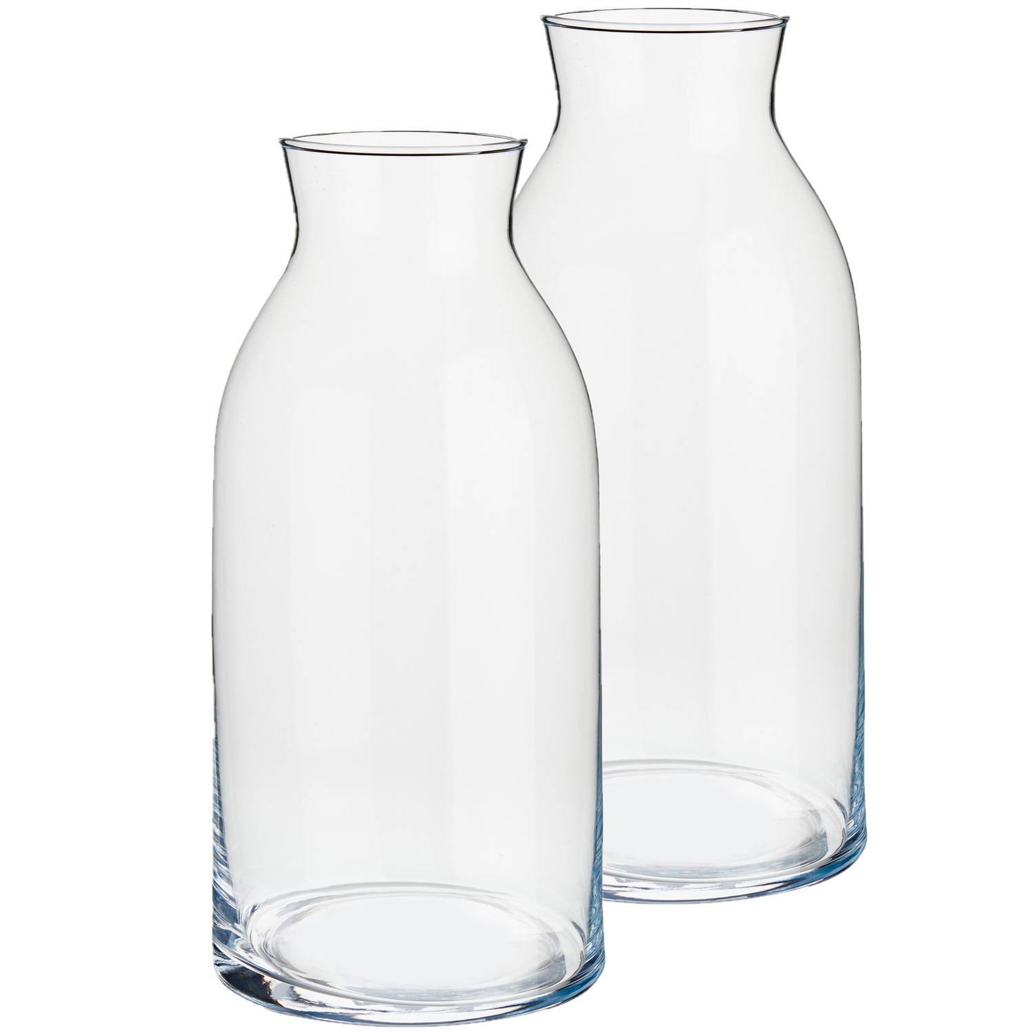 Arte r Set Van 2x Stuks Bloemenvazen Van Glas 15 X 31 Cm - Glazen Transparante Cilinder Vazen