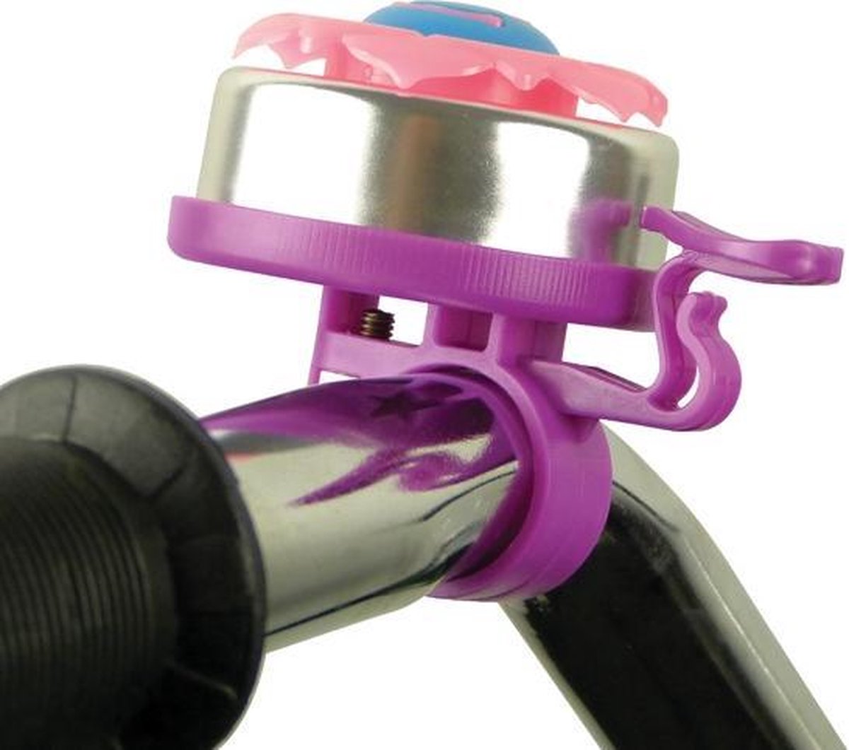 DRESCO Fietsbel Bloem Meisjes Ca. 50 Mm Staal Zilver/ - Paars