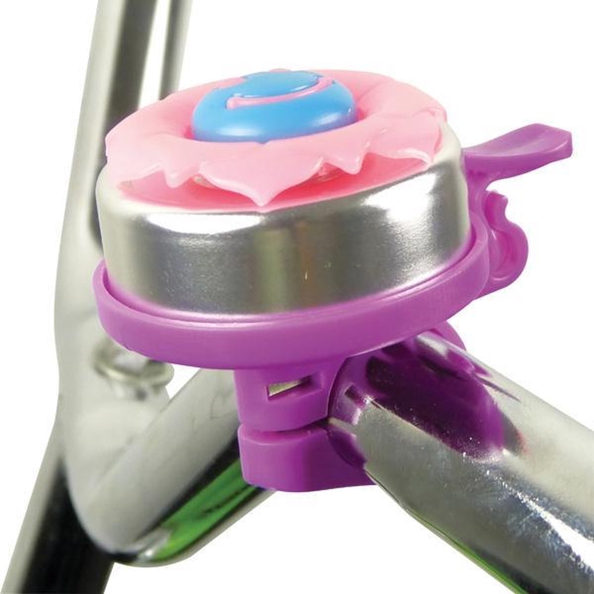DRESCO Fietsbel Bloem Meisjes Ca. 50 Mm Staal Zilver/ - Paars