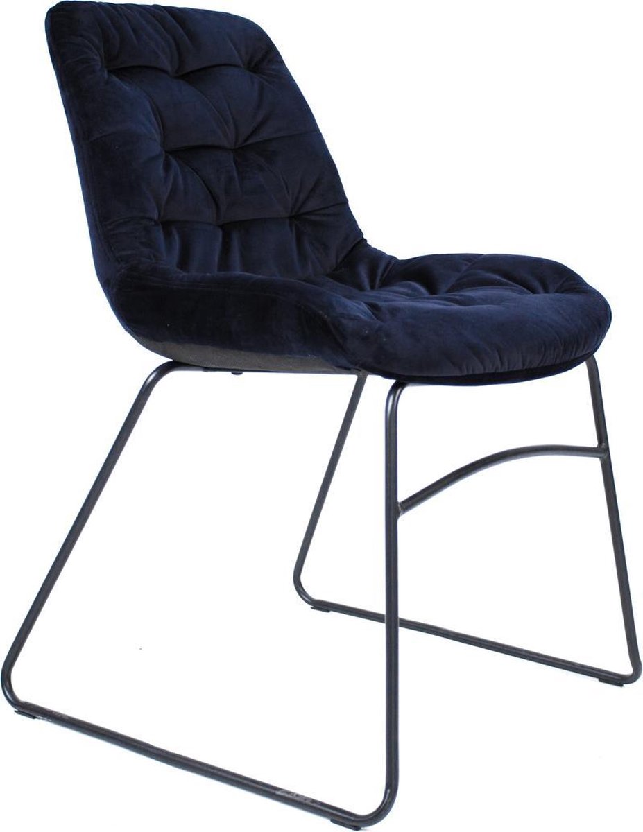 Dimehouse Industriële Eetkamerstoel Mira - Velvet Metaal - Blauw