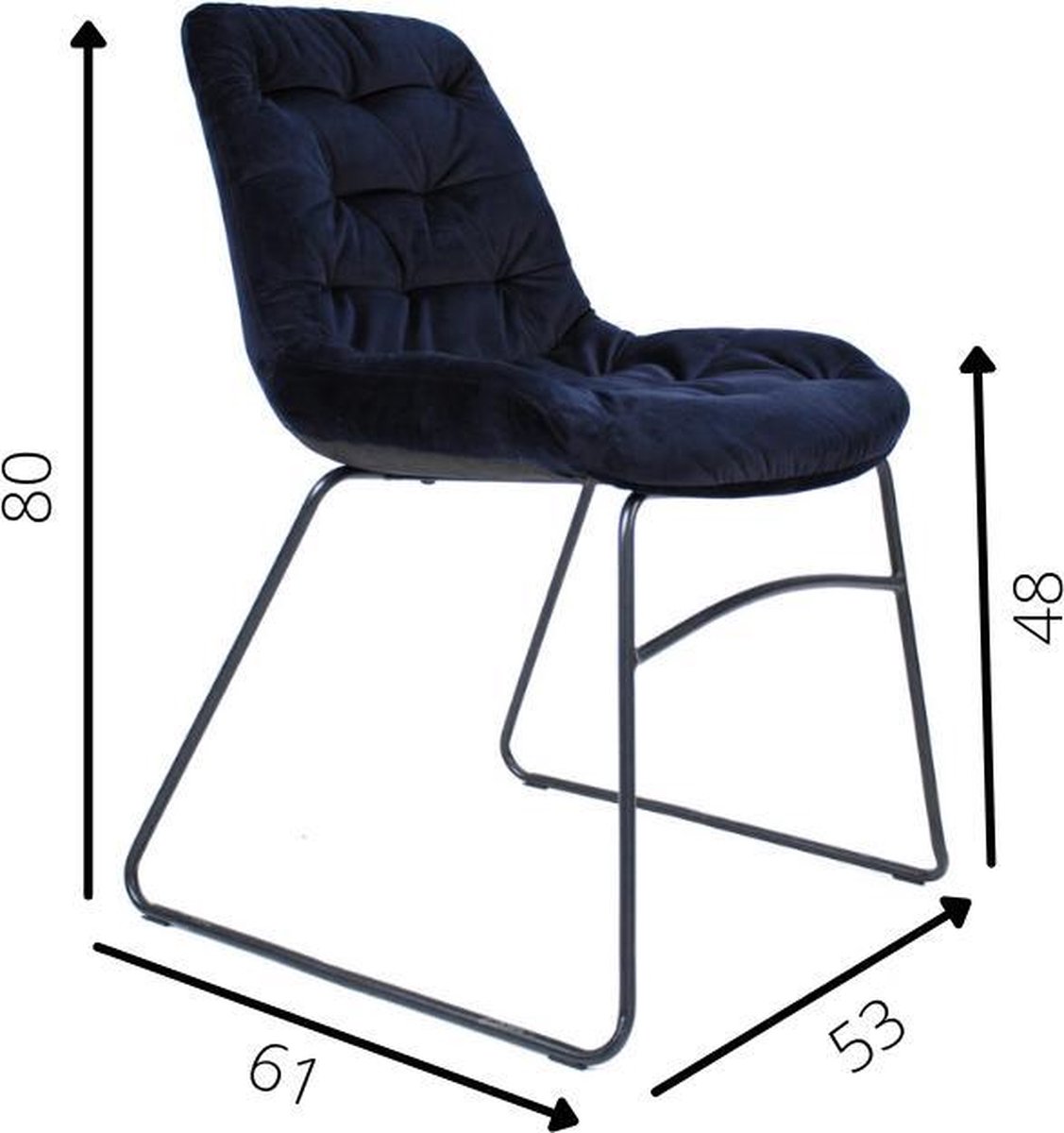 Dimehouse Industriële Eetkamerstoel Mira - Velvet Metaal - Blauw