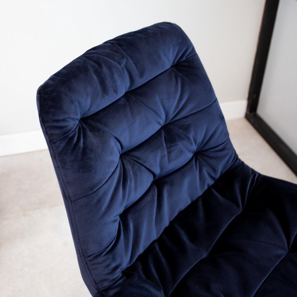 Dimehouse Industriële Eetkamerstoel Mira - Velvet Metaal - Blauw