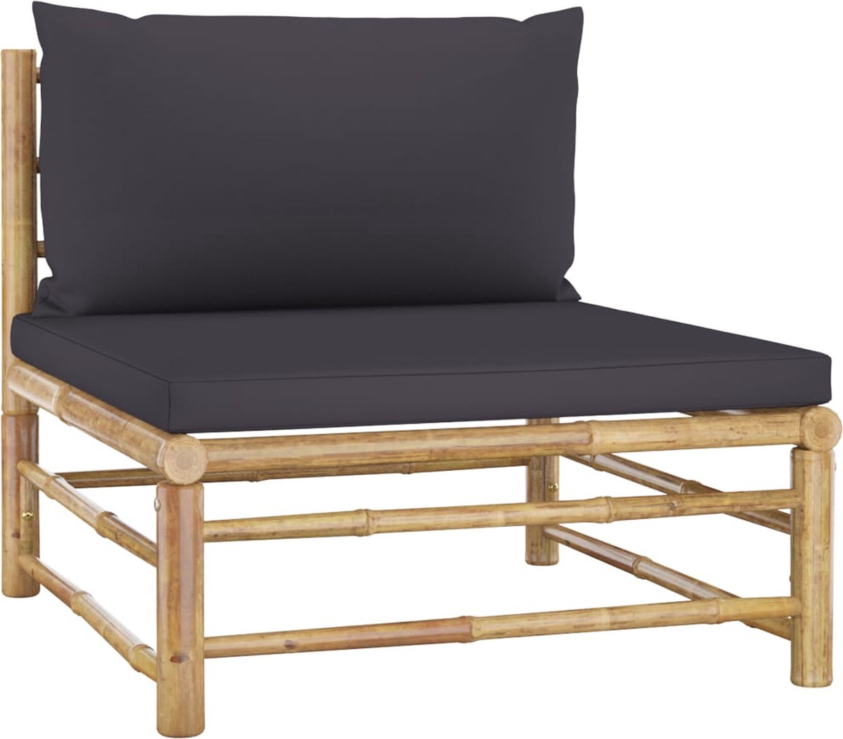 Vidaxl 4-delige Loungeset Met Donkergrijze Kussens Bamboe - Grijs
