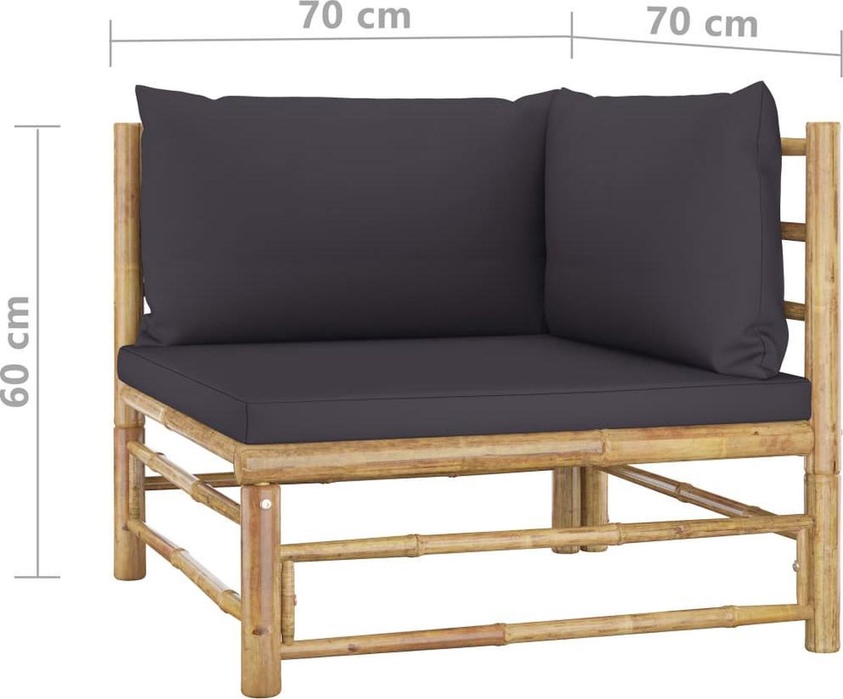 Vidaxl 4-delige Loungeset Met Donkergrijze Kussens Bamboe - Grijs