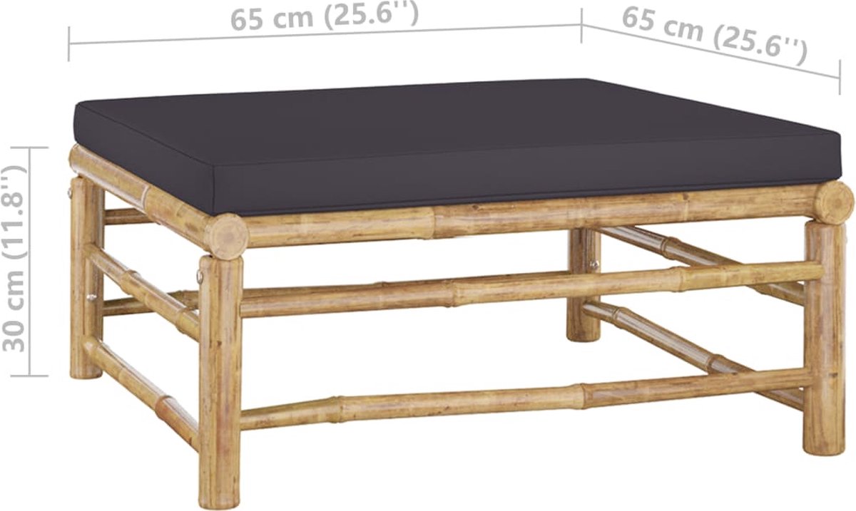 Vidaxl 4-delige Loungeset Met Donkergrijze Kussens Bamboe - Grijs