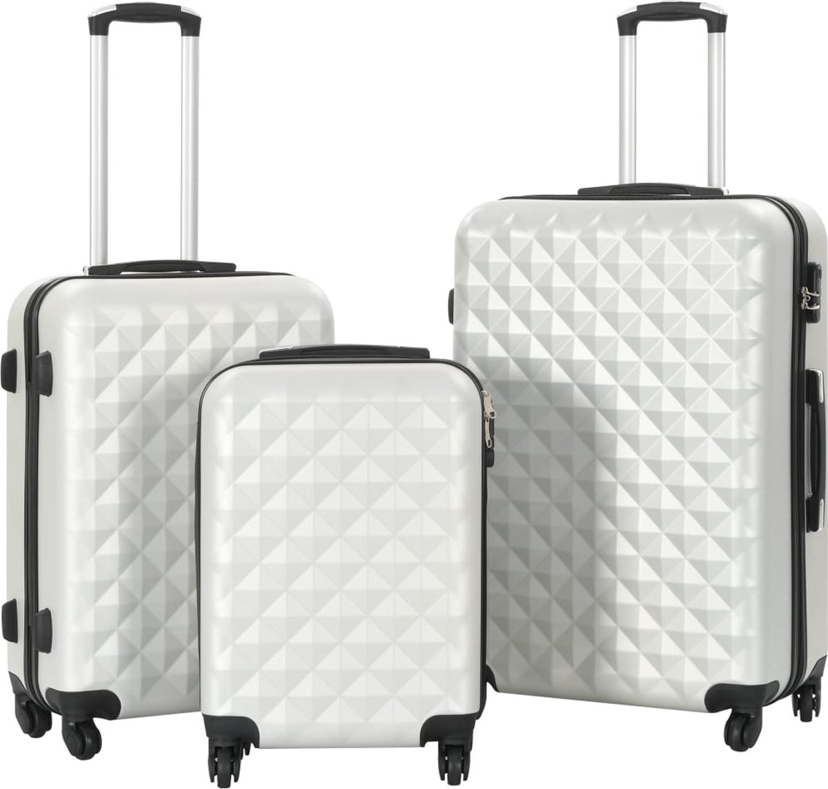 Vidaxl 3-delige Harde Kofferset Abs Helder Zilverkleurig - Silver