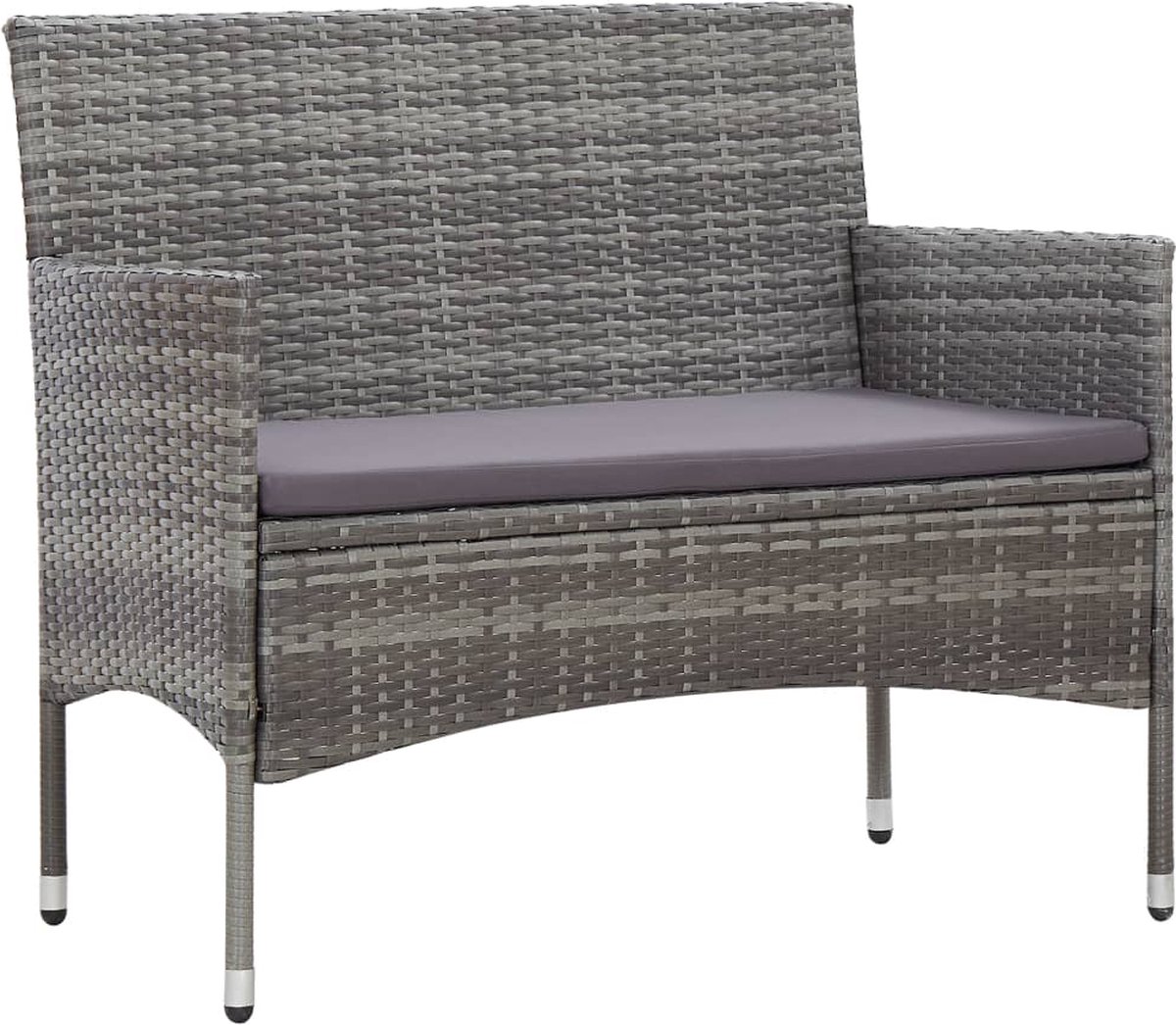 Vidaxl 2-delige Loungeset Met Kussen Poly Rattan - Grijs