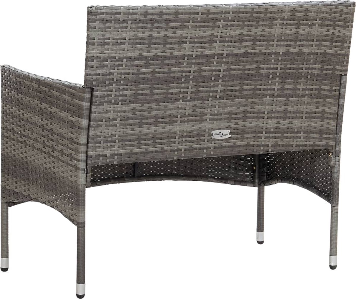 Vidaxl 2-delige Loungeset Met Kussen Poly Rattan - Grijs