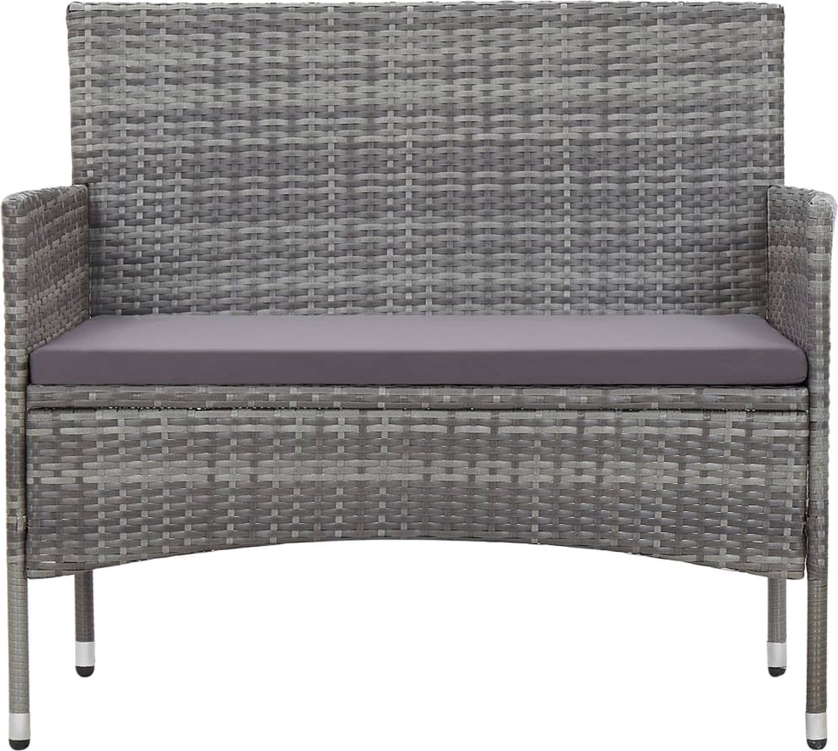 Vidaxl 2-delige Loungeset Met Kussen Poly Rattan - Grijs