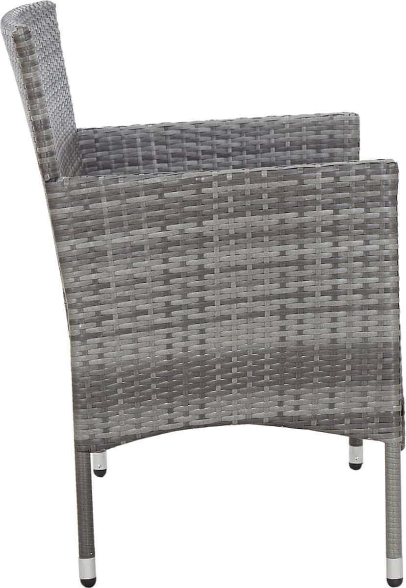 Vidaxl 2-delige Loungeset Met Kussen Poly Rattan - Grijs