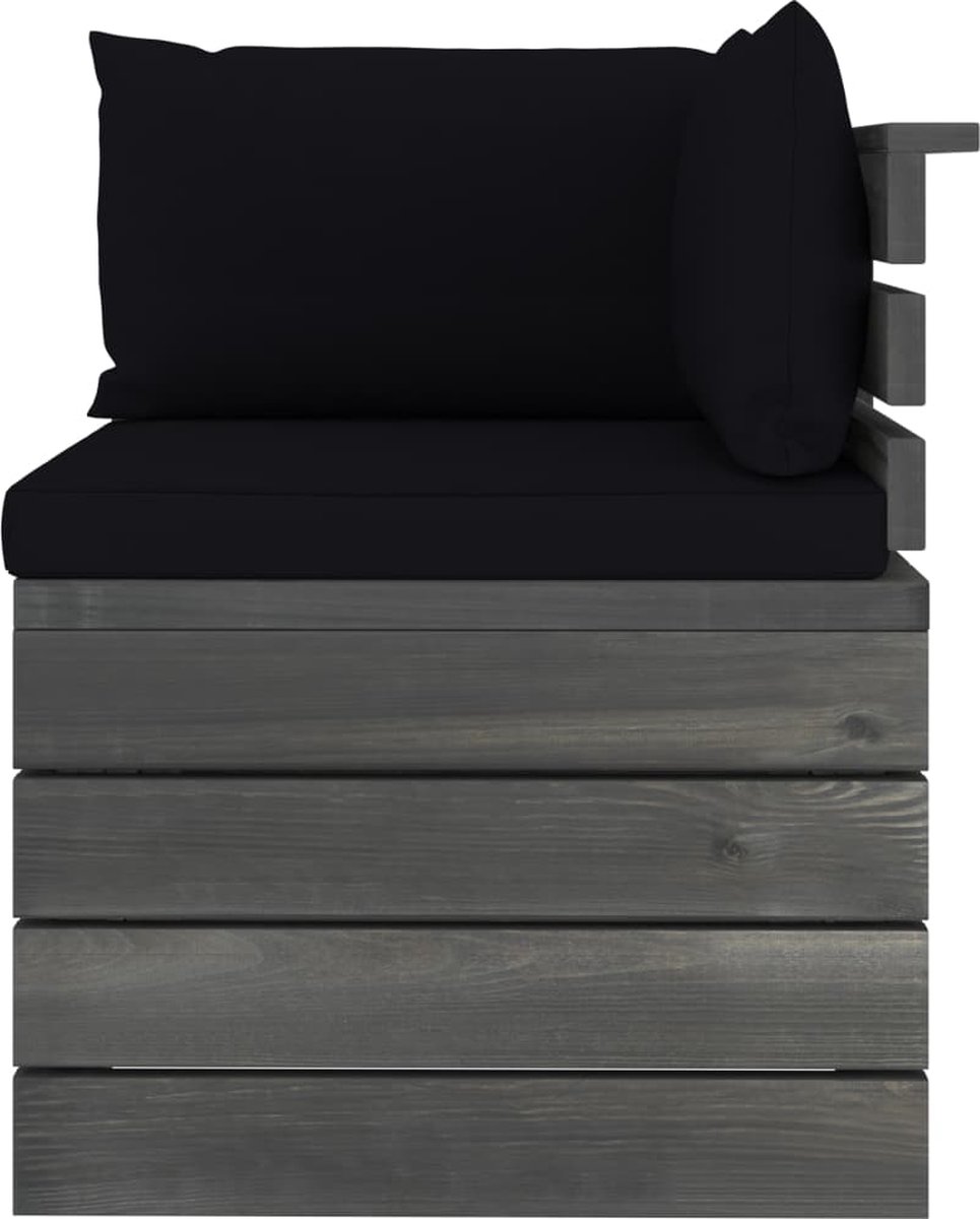 Vidaxl 5-delige Loungeset Met Kussens Pallet Massief Grenenhout - Zwart