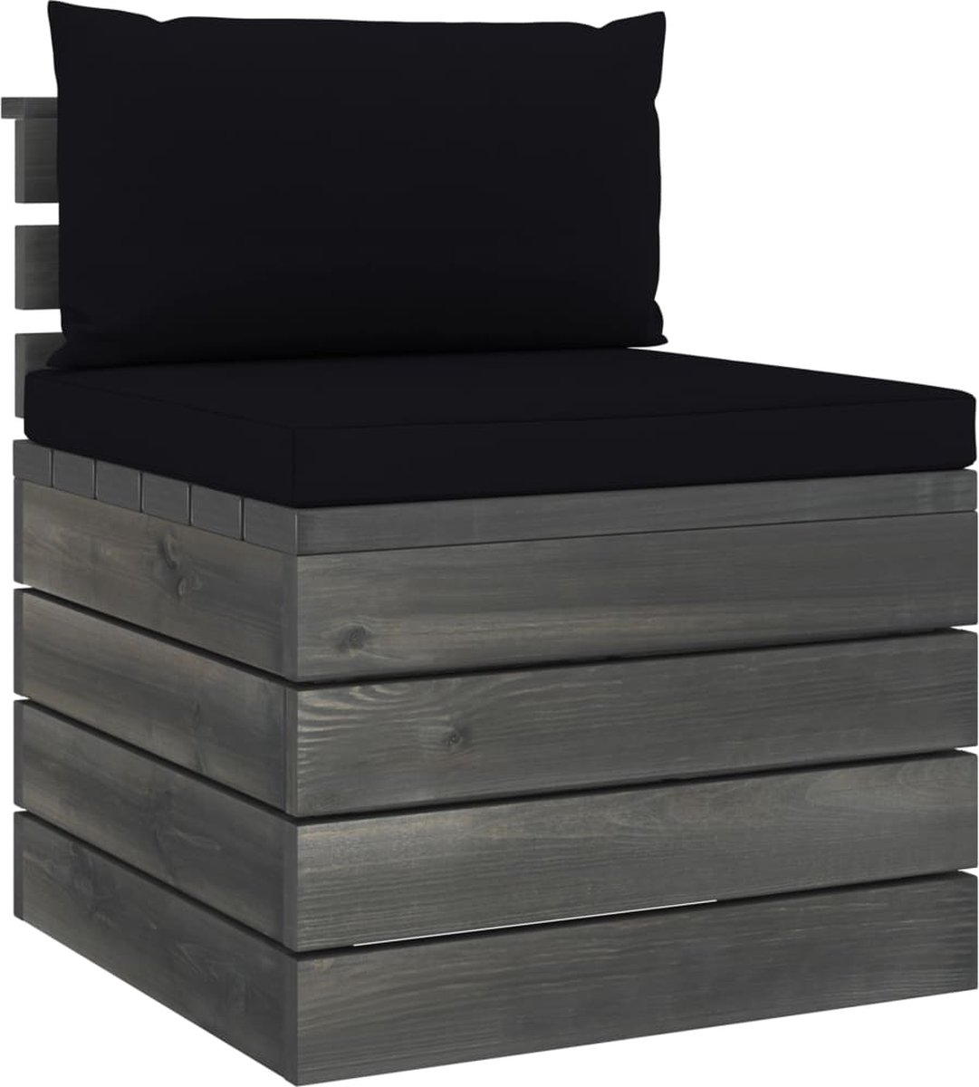 Vidaxl 5-delige Loungeset Met Kussens Pallet Massief Grenenhout - Zwart