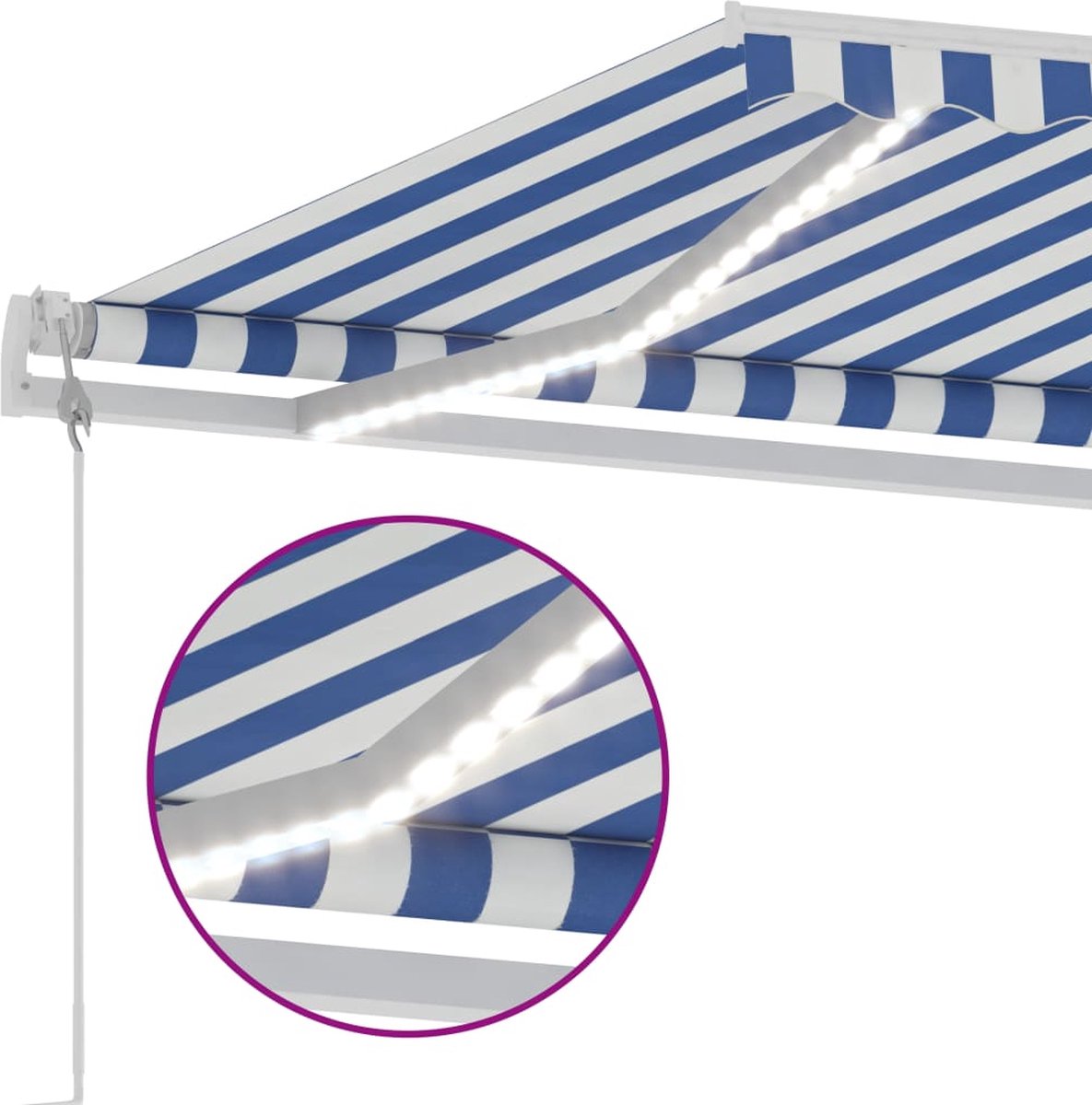 Vidaxl Luifel Automatisch Met Led En Windsensor 450x300 Cm - Blauw