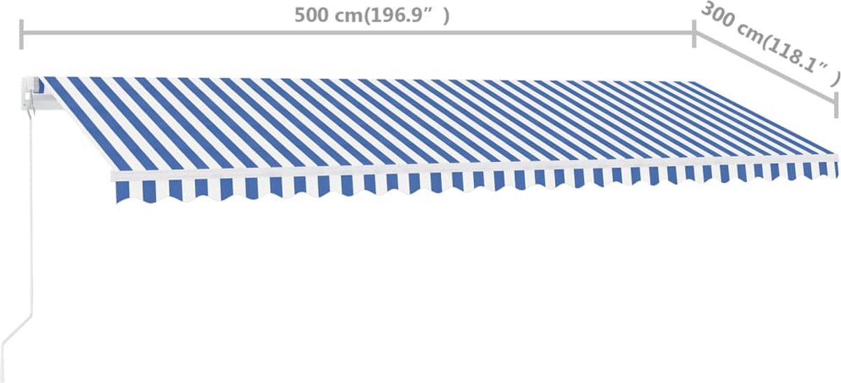 Vidaxl Luifel Vrijstaand Handmatig Uittrekbaar 500x300 Cm En - Blauw