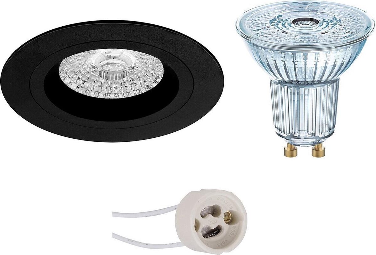 Osram - Led Spot Set - Parathom Par16 930 36d - Pragmi Rodos Pro - Gu10 Fitting - Dimbaar - Inbouw Rond - Mat - - Zwart