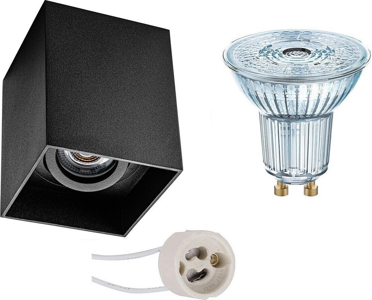 Osram - Opbouwspot Set - Parathom Par16 930 36d - Pragmi Luxina Pro - Gu10 Fitting - Dimbaar - Opbouw Vierkant - Mat - Zwart