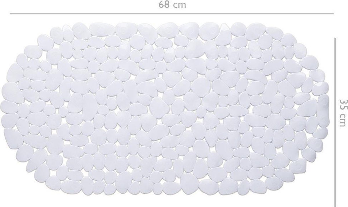 Wicotex te Anti-slip Badmat 68 X 35 Cm Ovaal - Badkuip Mat - Schimmelbestendig - Anti-slip Grip Mat Voor Douche/bad - Wit