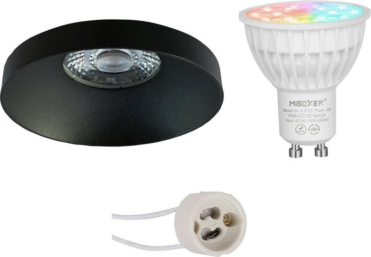 Mi-light - Led Spot Set Gu10 - Smart Led - Wifi Led - Slimme Led - 4w - Rgb+cct - Aanpasbare Kleur - Dimbaar - Pragmi - Zwart