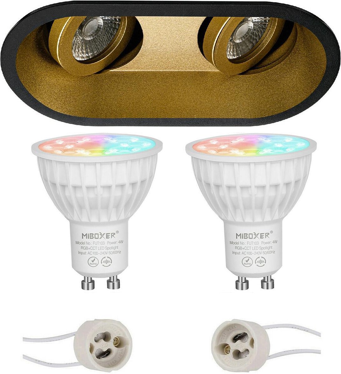 Mi-light - Led Spot Set Gu10 - Smart Led - Wifi Led - Slimme Led - 4w - Rgb+cct - Aanpasbare Kleur - Dimbaar - Pragmi - Zwart