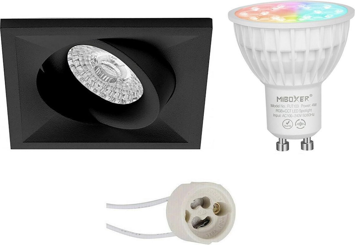 Mi-light - Led Spot Set Gu10 - Smart Led - Wifi Led - Slimme Led - 4w - Rgb+cct - Aanpasbare Kleur - Dimbaar - Pragmi - Zwart