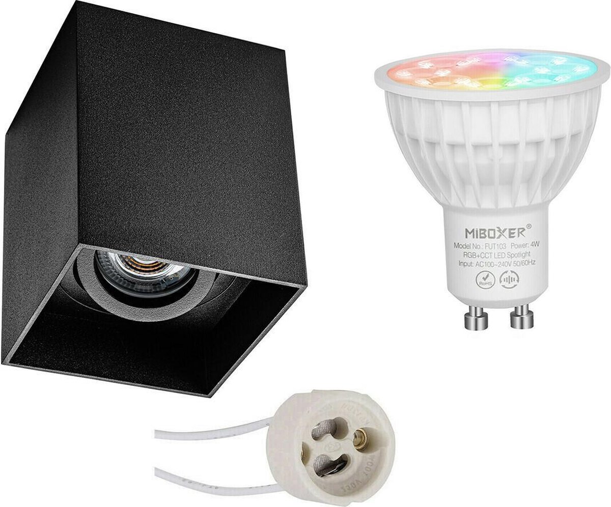 Mi-light - Opbouwspot Set Gu10 - Smart Led - Wifi Led - Slimme Led - 4w - Rgb+cct - Aanpasbare Kleur - Dimbaar - Pragmi - Zwart