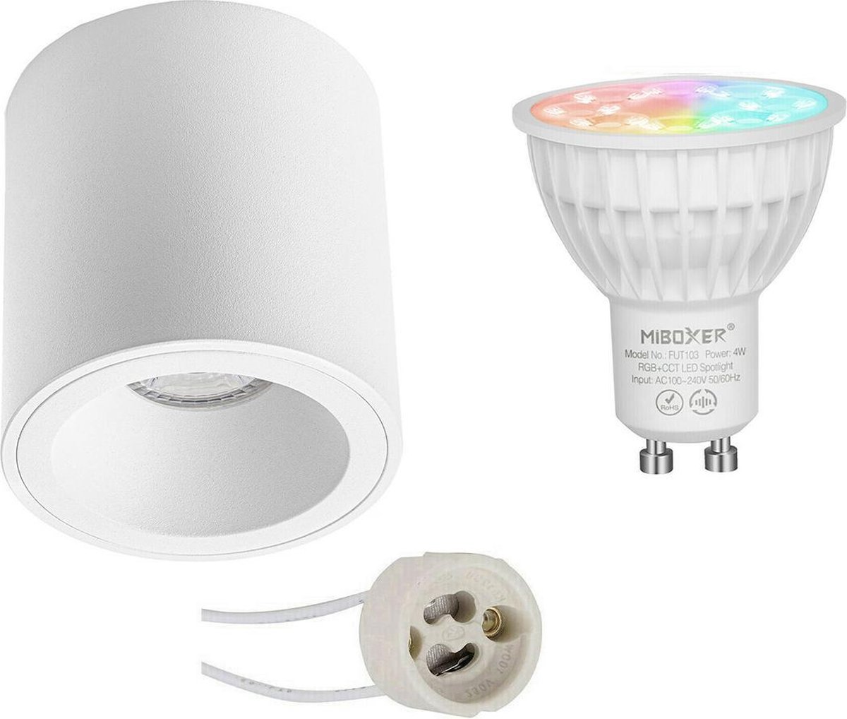 Mi-light - Opbouwspot Set Gu10 - Smart Led - Wifi Led - Slimme Led - 4w - Rgb+cct - Aanpasbare Kleur - Dimbaar - Pragmi - Wit