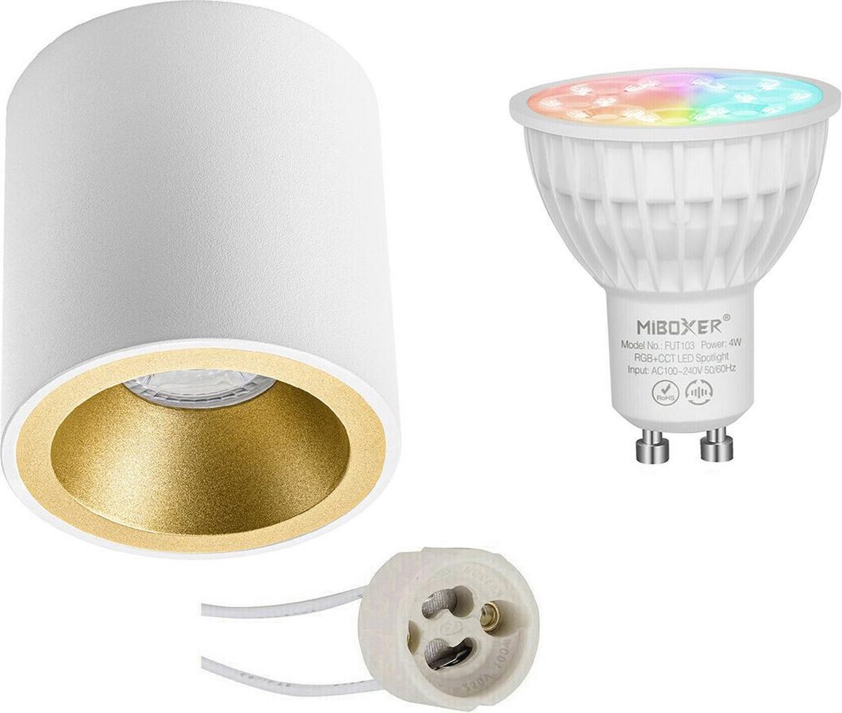 Mi-light - Opbouwspot Set Gu10 - Smart Led - Wifi Led - Slimme Led - 4w - Rgb+cct - Aanpasbare Kleur - Dimbaar - Pragmi