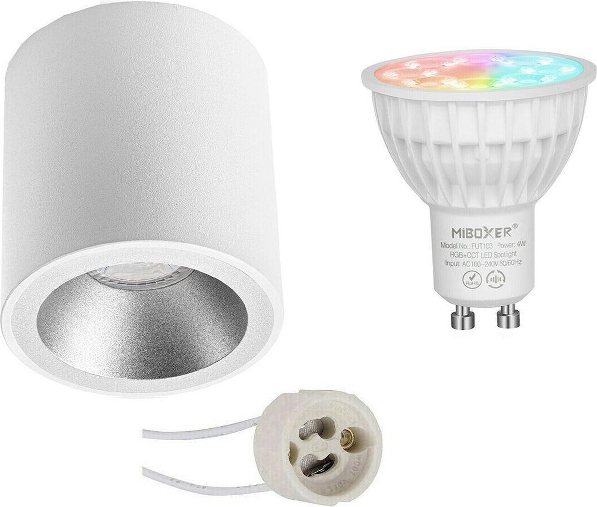 Mi-light - Opbouwspot Set Gu10 - Smart Led - Wifi Led - Slimme Led - 4w - Rgb+cct - Aanpasbare Kleur - Dimbaar - Pragmi