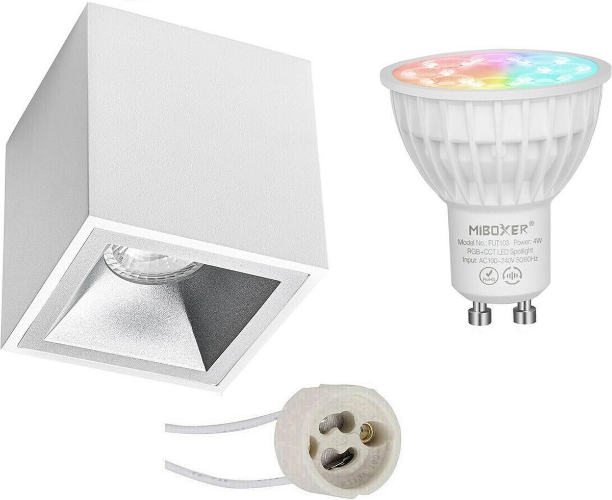 Mi-light - Opbouwspot Set Gu10 - Smart Led - Wifi Led - Slimme Led - 4w - Rgb+cct - Aanpasbare Kleur - Dimbaar - Pragmi - Wit