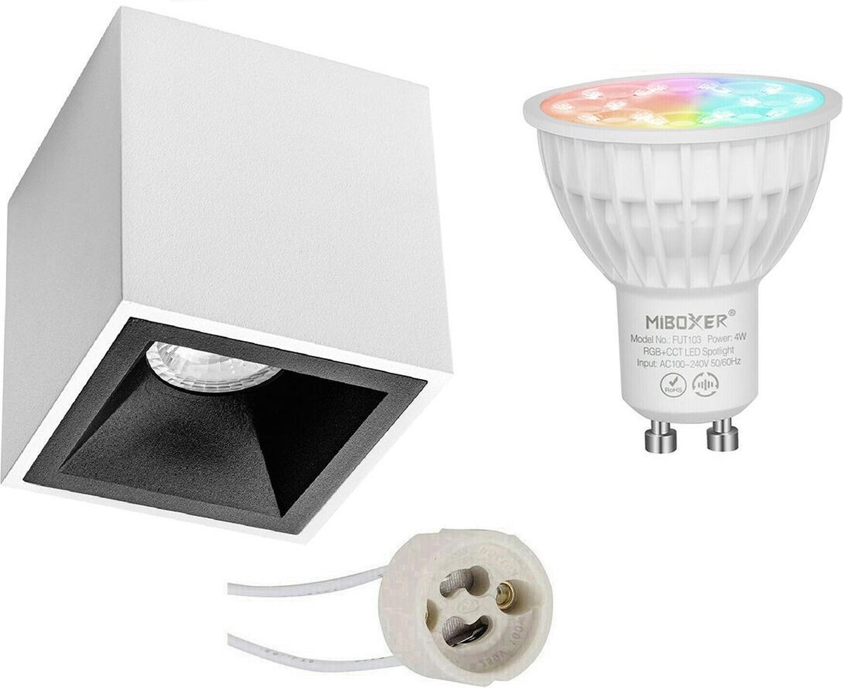 Mi-light - Opbouwspot Set Gu10 - Smart Led - Wifi Led - Slimme Led - 4w - Rgb+cct - Aanpasbare Kleur - Dimbaar - Pragmi - Zwart