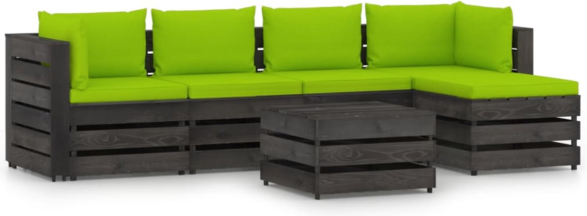 Vidaxl 6-delige Loungeset Met Kussens Geïmpregneerd Hout - Groen