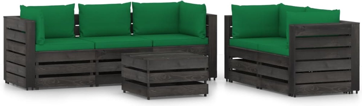 Vidaxl 6-delige Loungeset Met Kussens Geïmpregneerd Hout - Groen