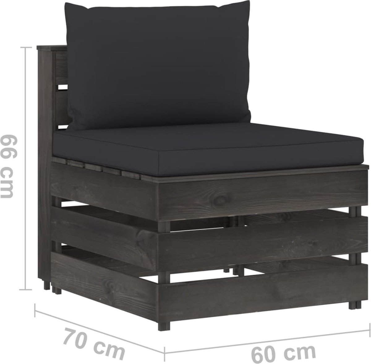 Vidaxl 6-delige Loungeset Met Kussens Geïmpregneerd Hout - Zwart