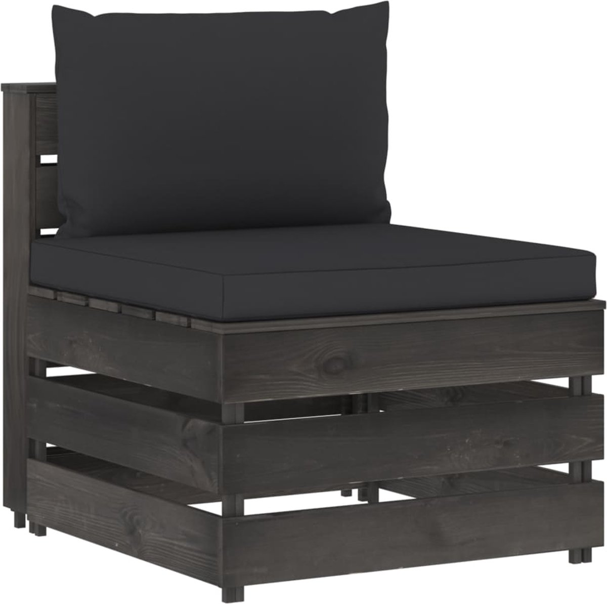 Vidaxl 6-delige Loungeset Met Kussens Geïmpregneerd Hout - Zwart