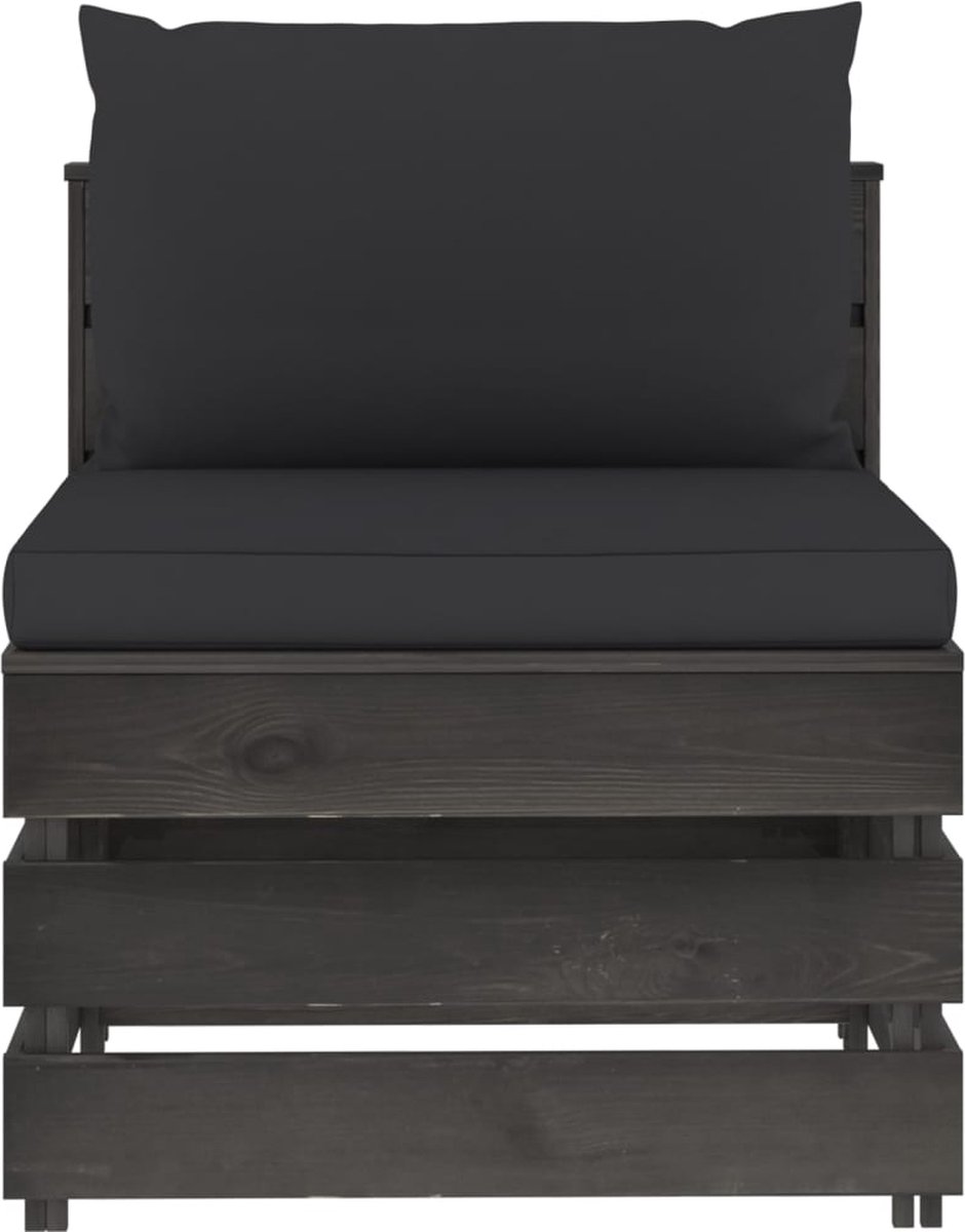 Vidaxl 6-delige Loungeset Met Kussens Geïmpregneerd Hout - Zwart