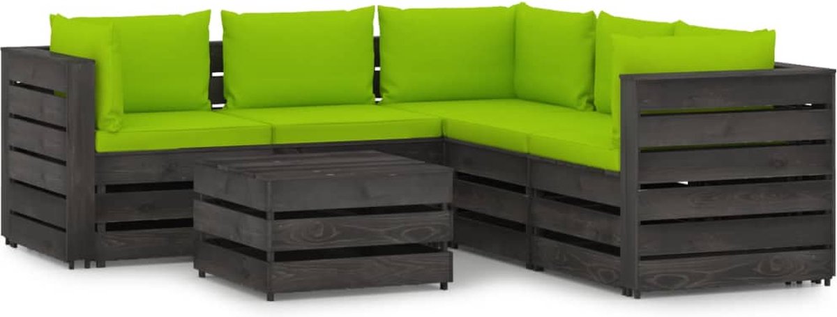 Vidaxl 6-delige Loungeset Met Kussens Geïmpregneerd Hout - Groen