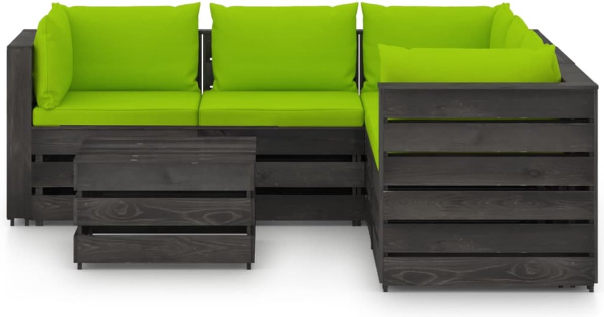 Vidaxl 6-delige Loungeset Met Kussens Geïmpregneerd Hout - Groen