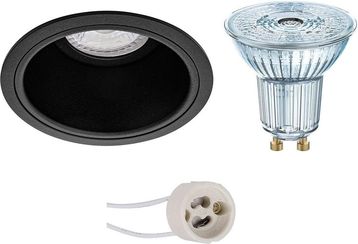 Osram - Led Spot Set - Parathom Par16 930 36d - Pragmi Minko Pro - Gu10 Fitting - Dimbaar - Inbouw Rond - Mat - - Zwart