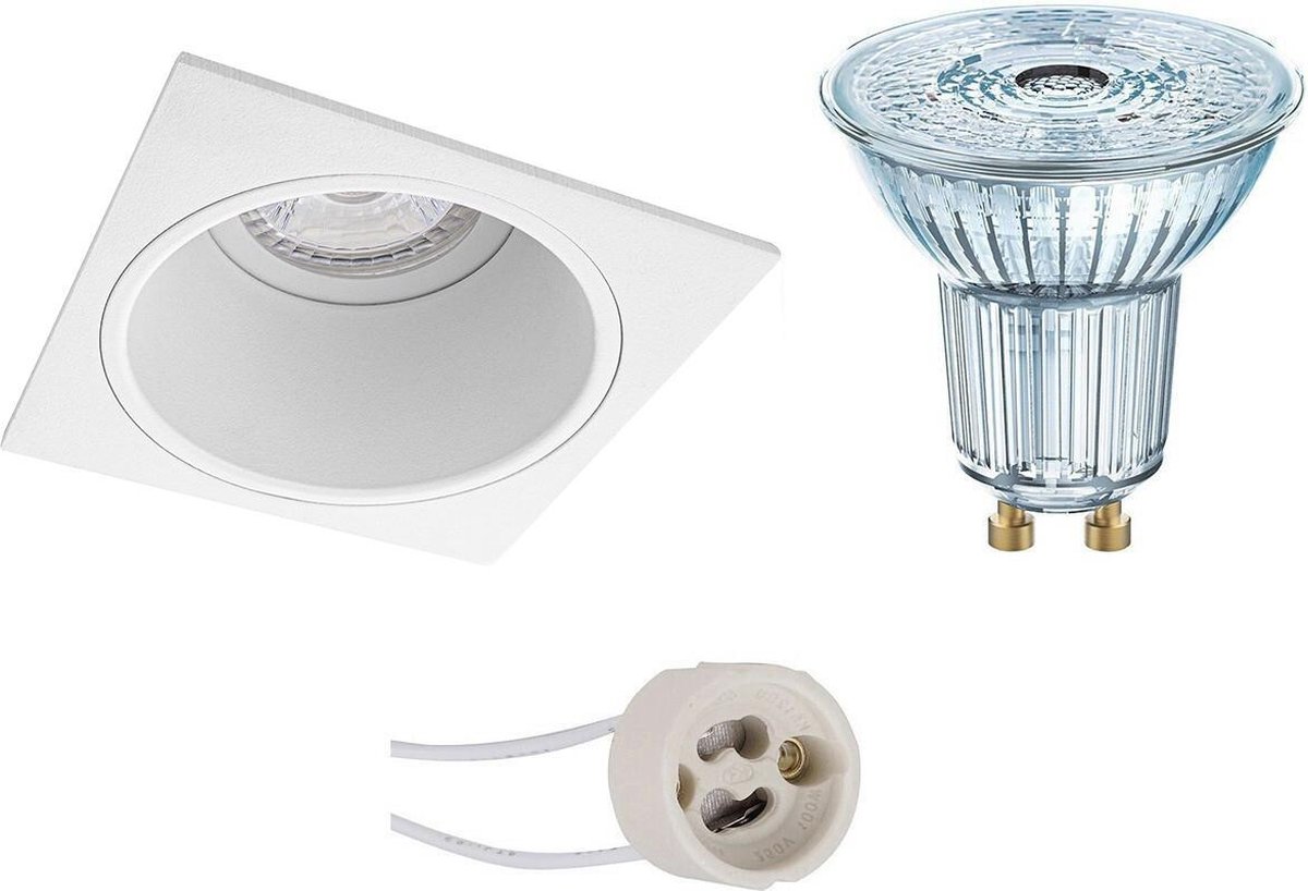 Osram - Led Spot Set - Parathom Par16 930 36d - Pragmi Minko Pro - Gu10 Fitting - Dimbaar - Inbouw Vierkant - Mat - - Wit