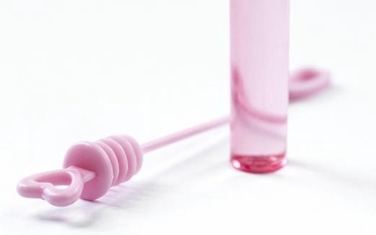 PartyDeco 96x Stuks Bruiloft/trouwerij Party Bellenblaas Uitdeel Flesjes Met Hartje - Roze