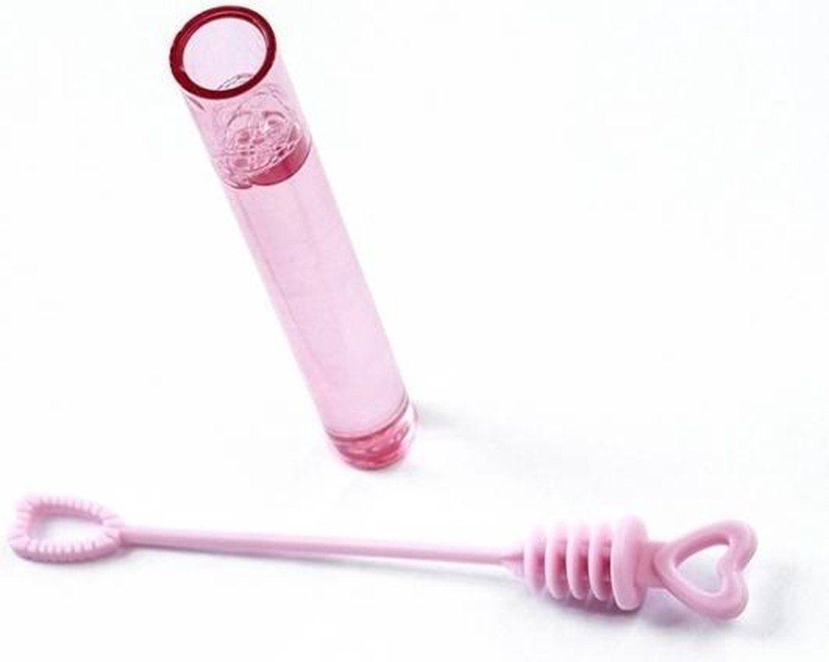 PartyDeco 96x Stuks Bruiloft/trouwerij Party Bellenblaas Uitdeel Flesjes Met Hartje - Roze