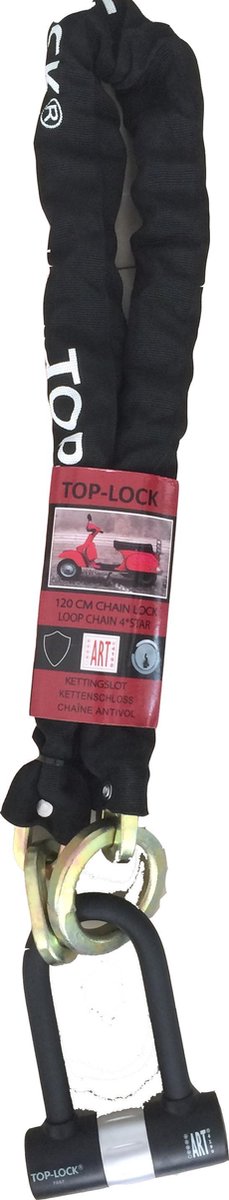 Kettingslot Toplock Art4 - 120cm - Loop + Verlengde U-slot - Zwart