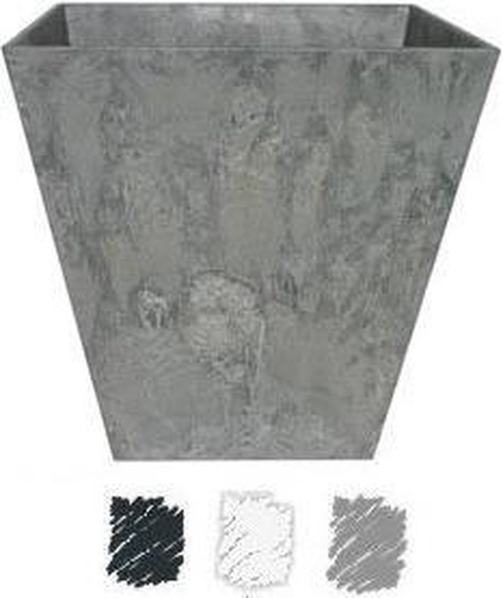 Bloempot/plantenpot Gerecycled Kunststof/steenpoeder Steen Dia 25 Cm En Hoogte 25 Cm - Binnen En Buiten Gebruik - Grijs