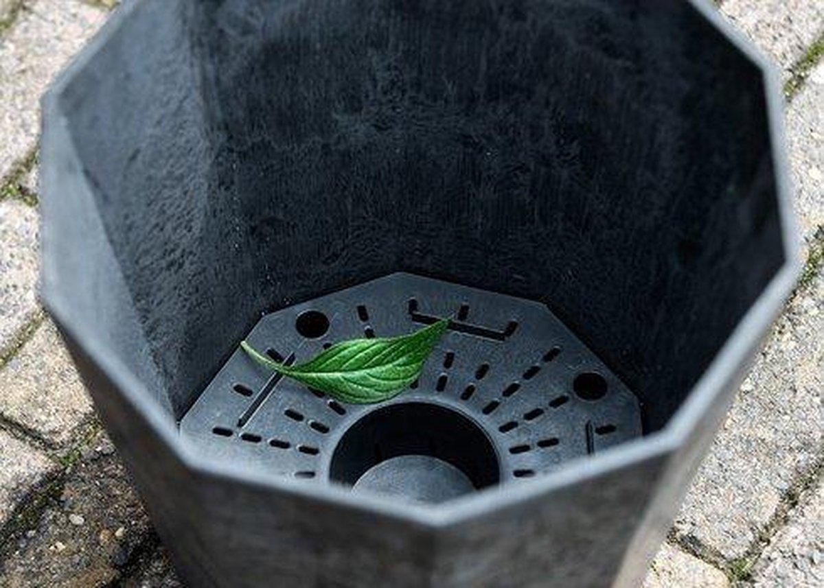 ArTStone Bloempot/plantenpot Gerecycled Kunststof/steenpoeder Dia 30 Cm En Hoogte 30 Cm - Binnen En Buiten Gebruik - Zwart