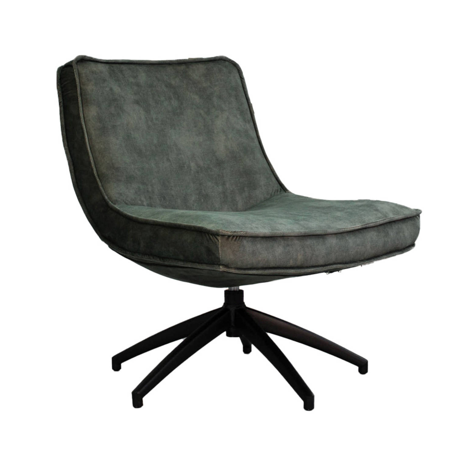 Dimehouse Fauteuil Industrieel Velvet Tommy - Draaibaar - Groen