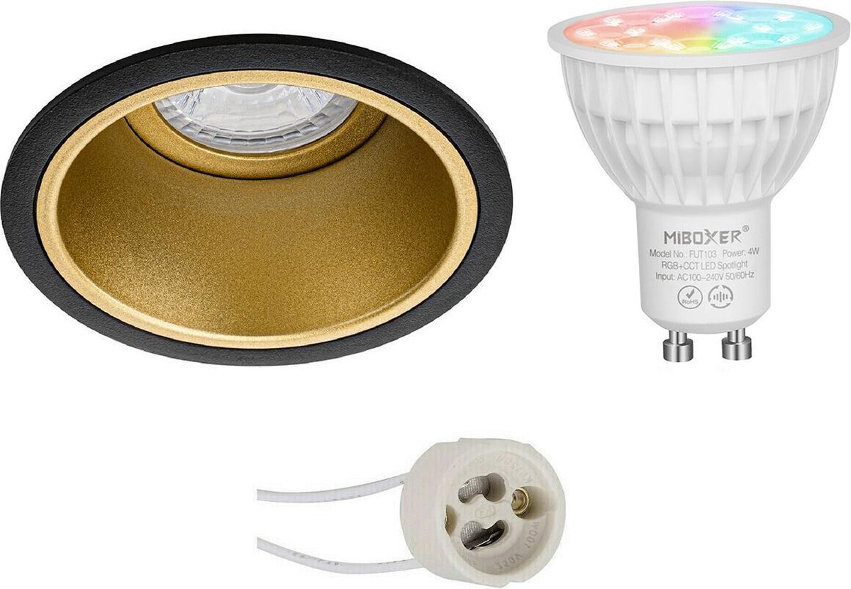 Mi-light - Led Spot Set Gu10 - Smart Led - Wifi Led - Slimme Led - 4w - Rgb+cct - Aanpasbare Kleur - Dimbaar - Pragmi - Zwart