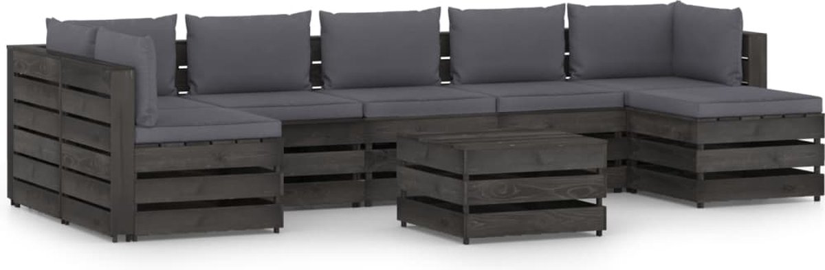 Vidaxl 8-delige Loungeset Met Kussens Geïmpregneerd Hout - Grijs