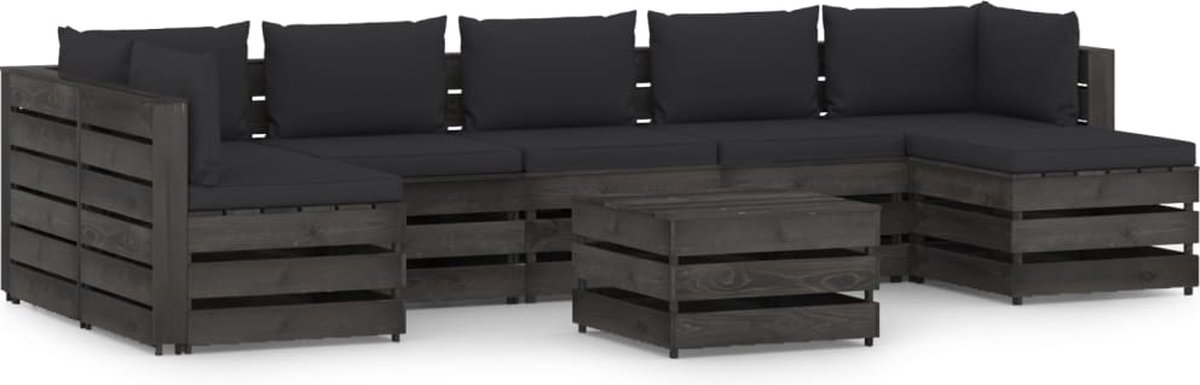 Vidaxl 8-delige Loungeset Met Kussens Geïmpregneerd Hout - Zwart