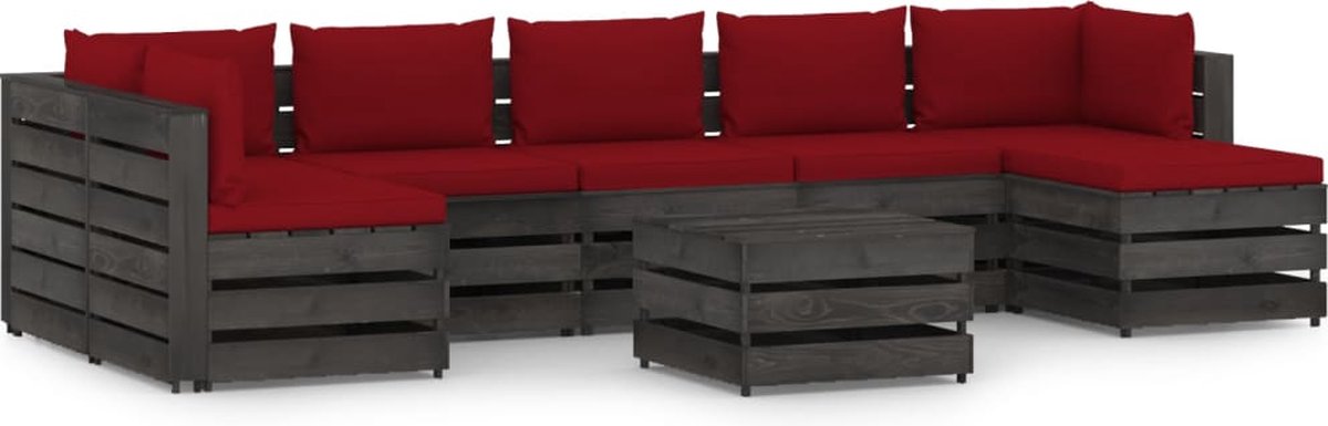 Vidaxl 8-delige Loungeset Met Kussens Geïmpregneerd Hout - Rood