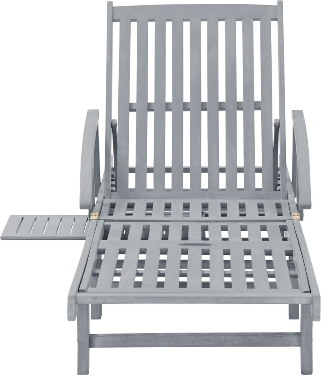 Vidaxl Ligbed Met Kussen Massief Acaciahout - Grijs